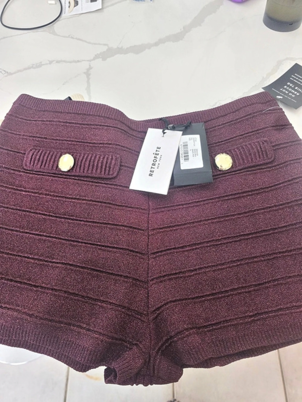 Retrofête Sandra Metallic Pinot Knit Shorts XL NWT